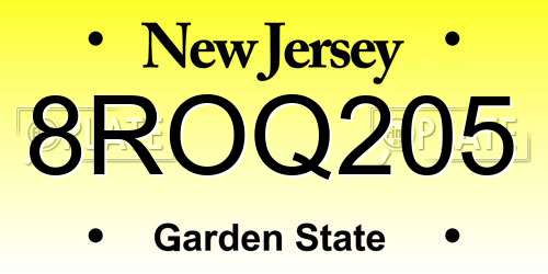 8ROQ205 New Jersey License Plate