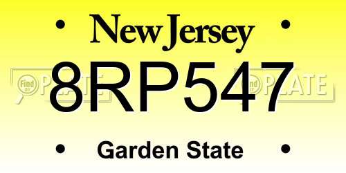 8RP547 New Jersey License Plate
