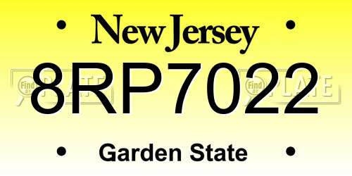 8RP7022 New Jersey License Plate
