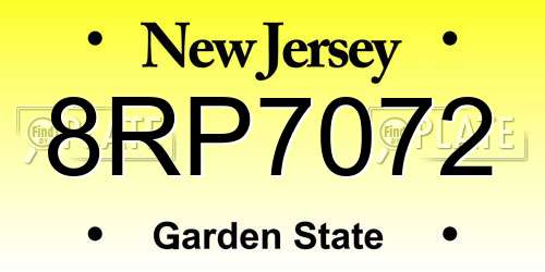 8RP7072 New Jersey License Plate