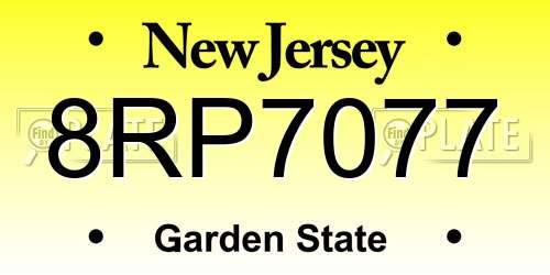 8RP7077 New Jersey License Plate