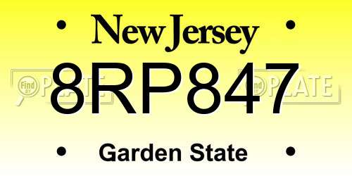 8RP847 New Jersey License Plate