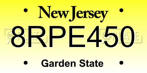 8RPE450 New Jersey License Plate