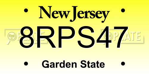 8RPS47 New Jersey License Plate