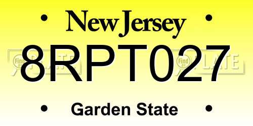 8RPT027 New Jersey License Plate