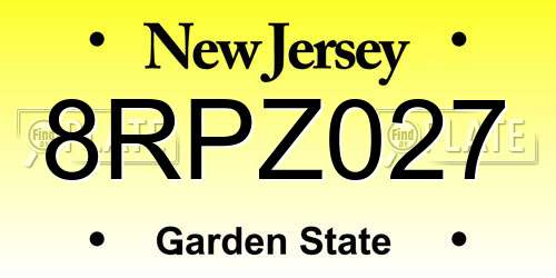 8RPZ027 New Jersey License Plate