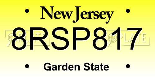 8RSP817 New Jersey License Plate