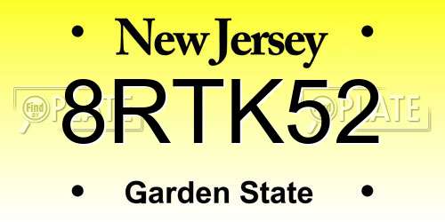 8RTK52 New Jersey License Plate