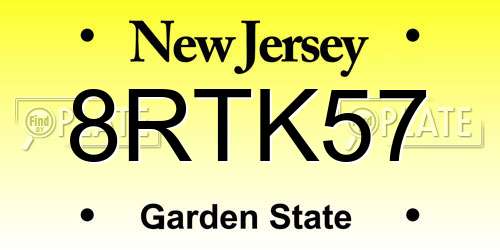 8RTK57 New Jersey License Plate