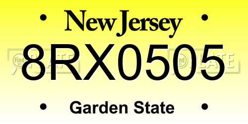 8RX0505 New Jersey License Plate