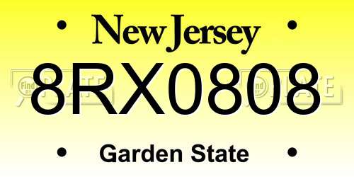 8RX0808 New Jersey License Plate