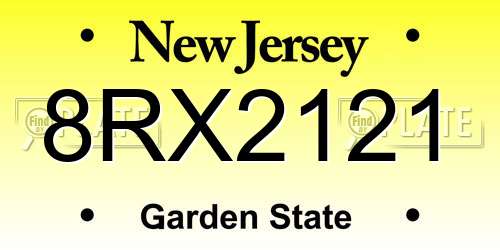 8RX2121 New Jersey License Plate