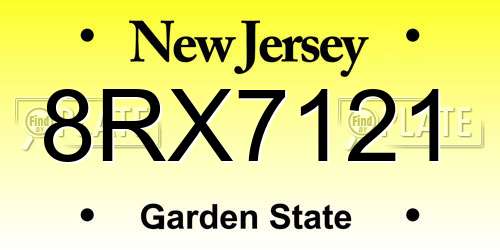 8RX7121 New Jersey License Plate