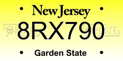 8RX790 New Jersey License Plate