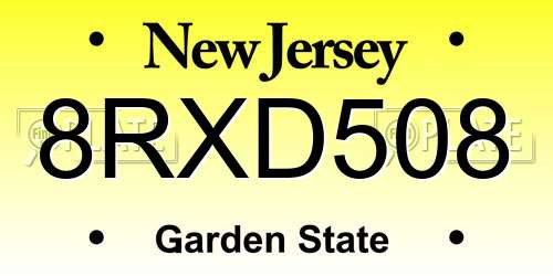 8RXD508 New Jersey License Plate