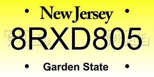 8RXD805 New Jersey License Plate