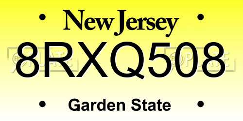 8RXQ508 New Jersey License Plate