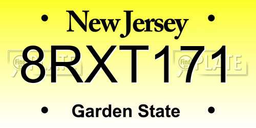 8RXT171 New Jersey License Plate