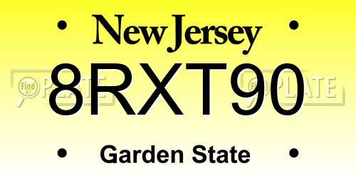 8RXT90 New Jersey License Plate