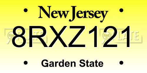 8RXZ121 New Jersey License Plate