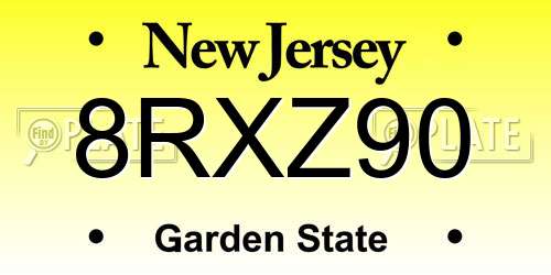 8RXZ90 New Jersey License Plate