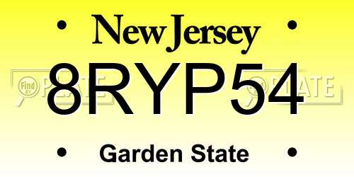 8RYP54 New Jersey License Plate