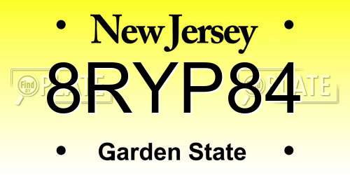8RYP84 New Jersey License Plate