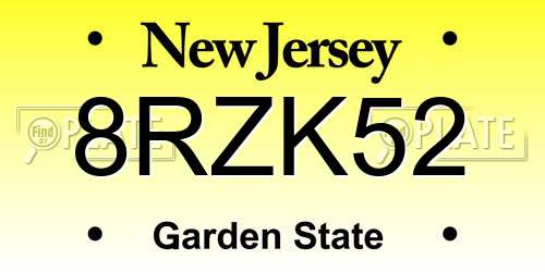 8RZK52 New Jersey License Plate