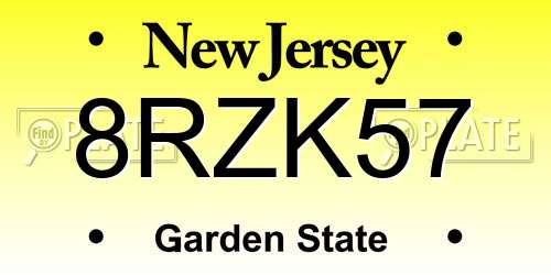 8RZK57 New Jersey License Plate