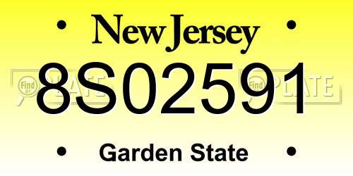 8S02591 New Jersey License Plate