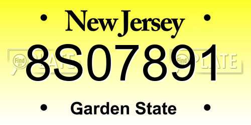 8S07891 New Jersey License Plate