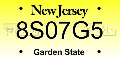 8S07G5 New Jersey License Plate