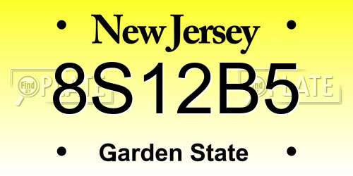 8S12B5 New Jersey License Plate