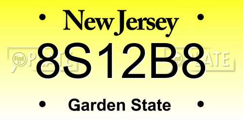 8S12B8 New Jersey License Plate
