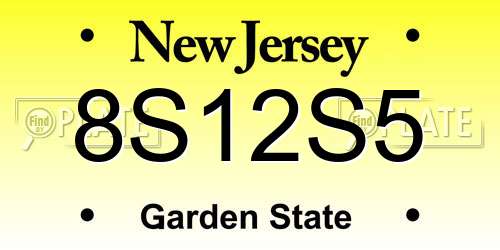 8S12S5 New Jersey License Plate