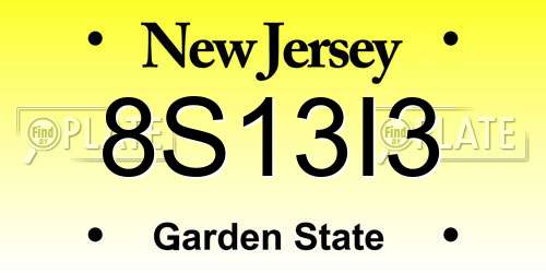 8S13I3 New Jersey License Plate