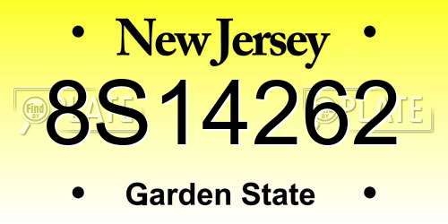 8S14262 New Jersey License Plate