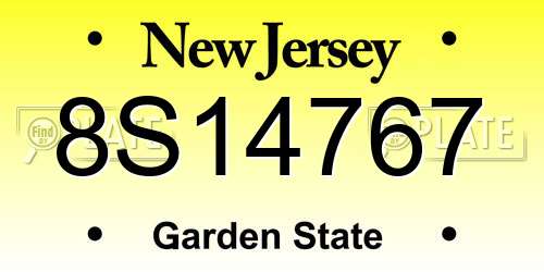 8S14767 New Jersey License Plate