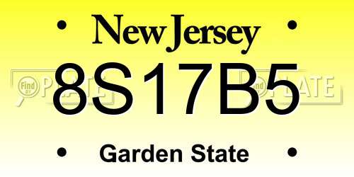 8S17B5 New Jersey License Plate