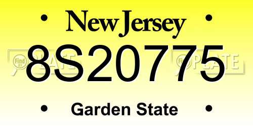 8S20775 New Jersey License Plate