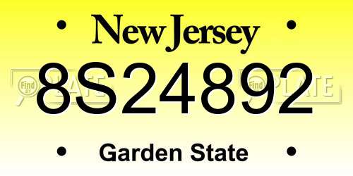 8S24892 New Jersey License Plate