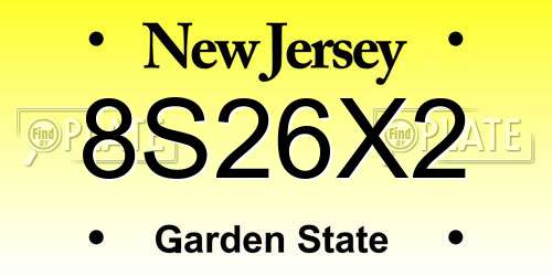 8S26X2 New Jersey License Plate