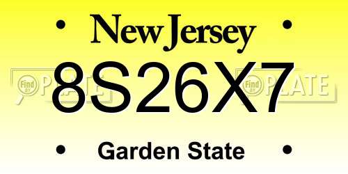 8S26X7 New Jersey License Plate