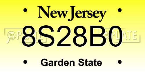 8S28B0 New Jersey License Plate