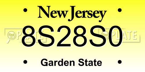 8S28S0 New Jersey License Plate