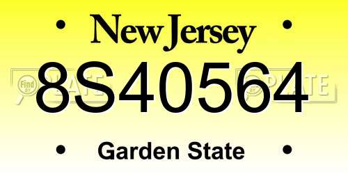 8S40564 New Jersey License Plate