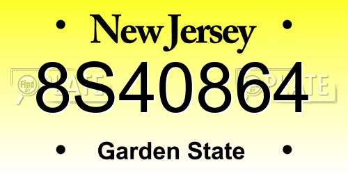 8S40864 New Jersey License Plate