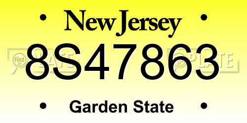 8S47863 New Jersey License Plate