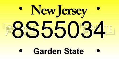 8S55034 New Jersey License Plate