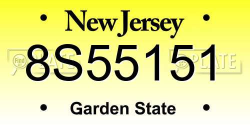 8S55151 New Jersey License Plate